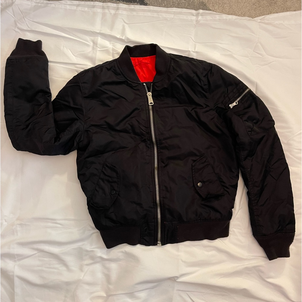 Nicky Kay Reversible Bomber Jacket: Black + Red S/M